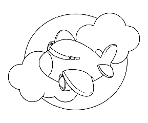 Dibujo de un avi&oacute;n peque&ntilde;o volando entre las nubes.