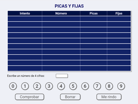 Juego Picas y fijas